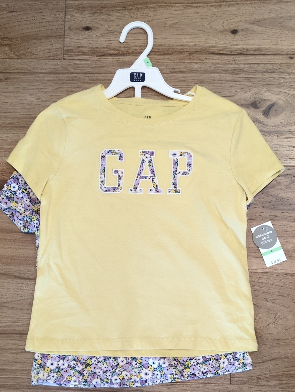 NWT Gap Kids Girls Size 8 Floral 2 Piece Layered T Shirt Set